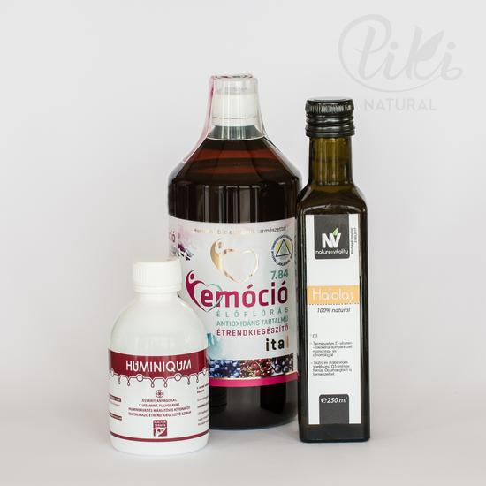 Vasgyúró csomag: Emóció 7.84  (1000 ml)+ GAL Omega-3 Halolaj (250 ml) + Huminiqum szirup (250 ml): 